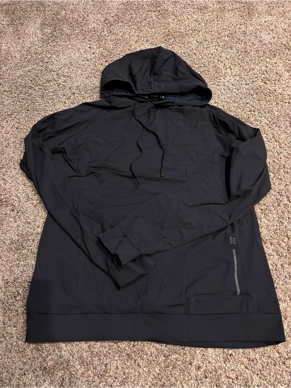 Zyia Men's Black Hooded Pullover Jacket - Lightweight Athletic Hoodie